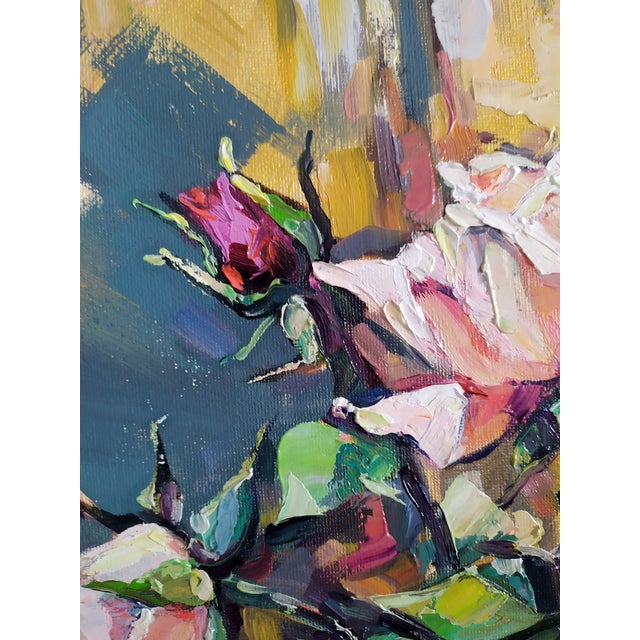 Svitlana Tkachuk Rose Still Life Original Painting Oil on Canvas For Sale - Image 12 of 14