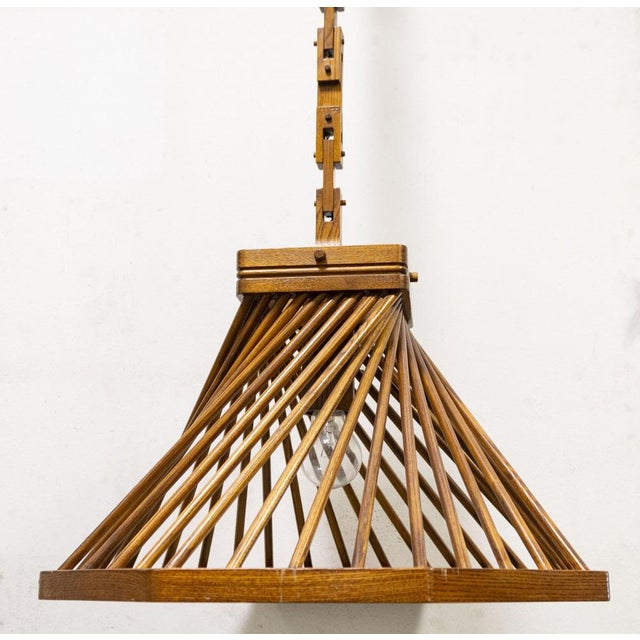 Wooden Suspension Lamp from Buonapace, 1970s For Sale - Image 11 of 11