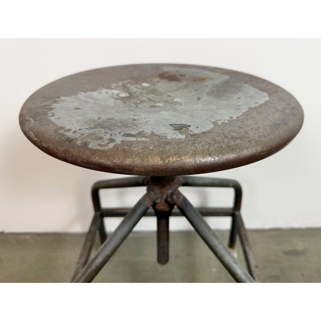 Industrial Iron Adjustable Swivel Stool, 1960s For Sale - Image 6 of 18
