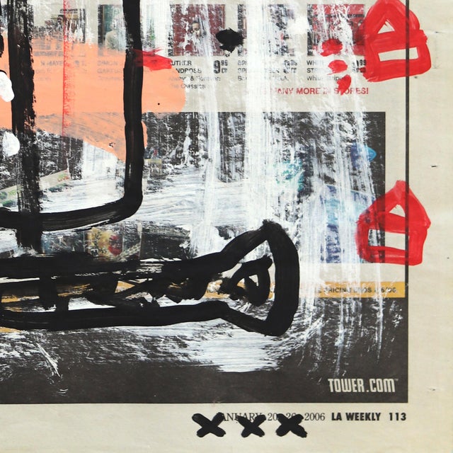 Spinhead - Abstract Figurative Graffiti Street Art Acrylic Painting on Newspaper by Gary John For Sale In Los Angeles - Image 6 of 6