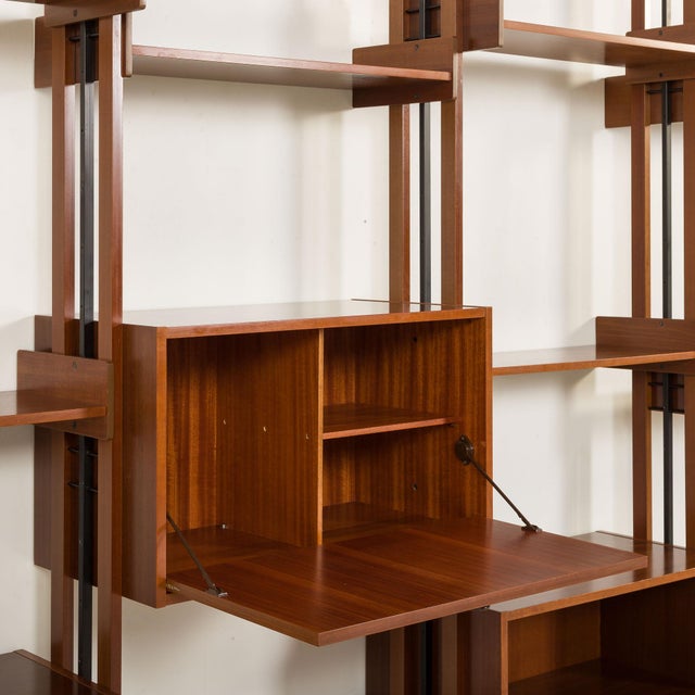 Italian Four Bay Free Standing Wall Unit in the style of Gio Ponti, 1970s For Sale - Image 11 of 18
