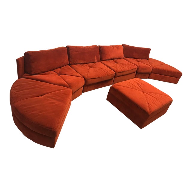 Vintage Retro Rust Velvet Sectional Sofa Chairish