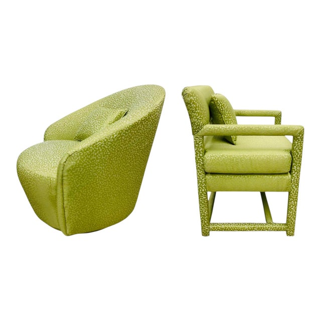 1970s A Pair of a Vintage Parsons Chair and Swivel Chair For Sale - Image 10 of 10