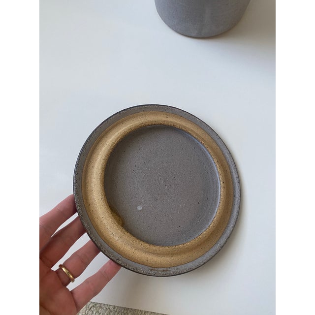 Rustic Striped Stoneware Canister Hand Crafted by Susan Maslowski For Sale - Image 11 of 12