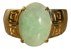 The Elata: Ladies Contemporary Jade Cocktail Ring in 14K