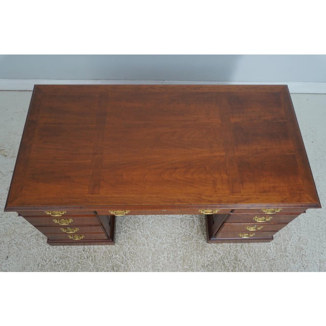 Wood Statton Large Kneehole Cherry Executive Desk For Sale - Image 7 of 18