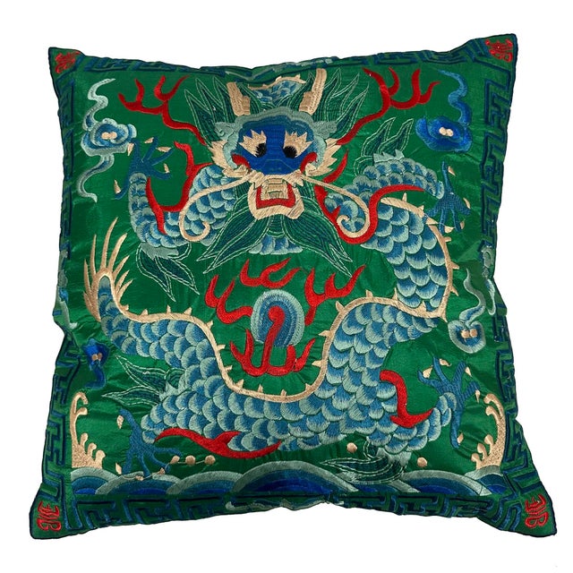 This traditional vintage Chinese silk sofa throw pillow is exquisite and deeply symbolic. These types of pillows often...