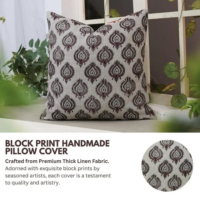 Bring a touch of handcrafted beauty to your home with this handmade block print cushion cover from Fabdivine. Made from...