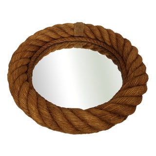 Vintage Rope Mirror attributed to Adrien Audoux & Frida Minet, 1950s For Sale
