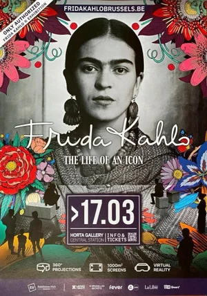 "Frida Kahlo, a Life of an Icon" Contemporary Belgian Lithograph Exhibition Poster