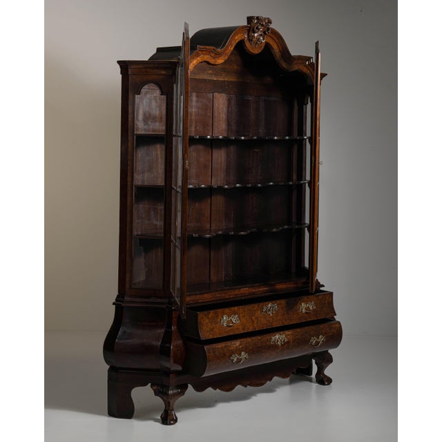 19th Century Chestnut Brown Dutch Vitrine with Brass Hardware For Sale - Image 12 of 15