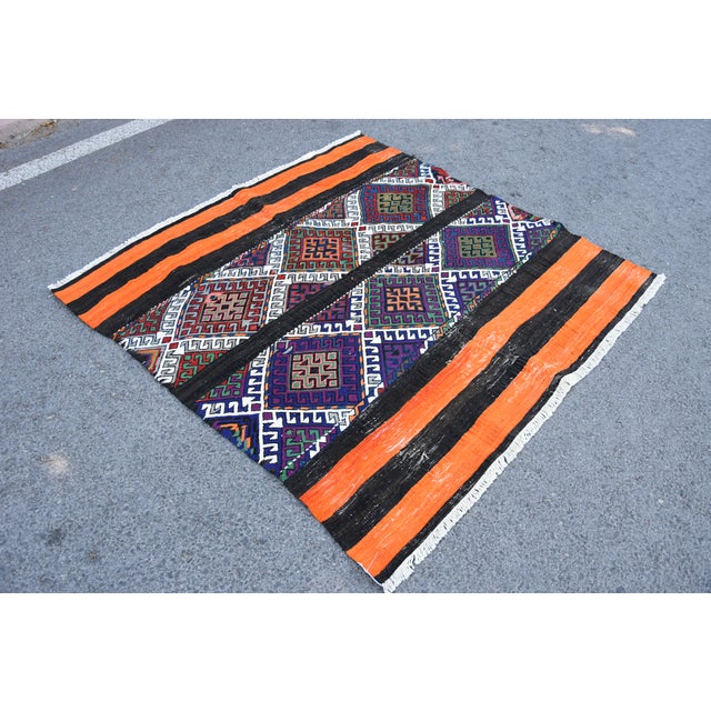 1970s Tribal Hand Knotted Cecim Kilim For Sale - Image 4 of 11