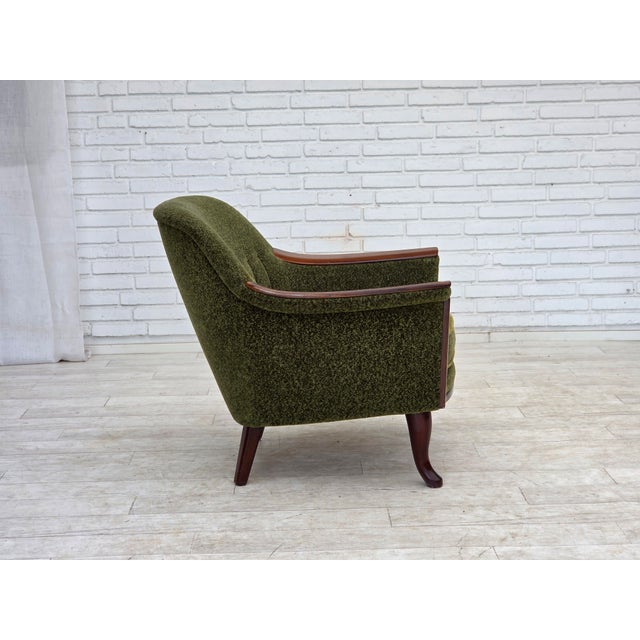 Norwegian Armchair in Green Furniture Fabric and Teak Wood, 1970s For Sale - Image 10 of 18