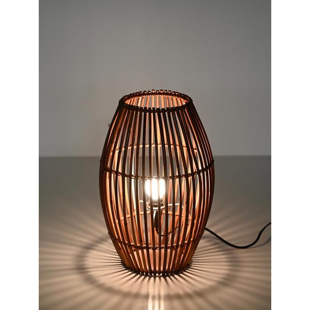 Franco Albini Mid-Century Table Lamp in Bamboo and Rattan attributed to Franco Albini, Italy, 1960s For Sale - Image 4 of 12