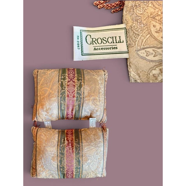 Pair Croscill Paisley Fringe Lumbar Pillows-Burgundy Gold-Traditional-Vintage For Sale - Image 6 of 11