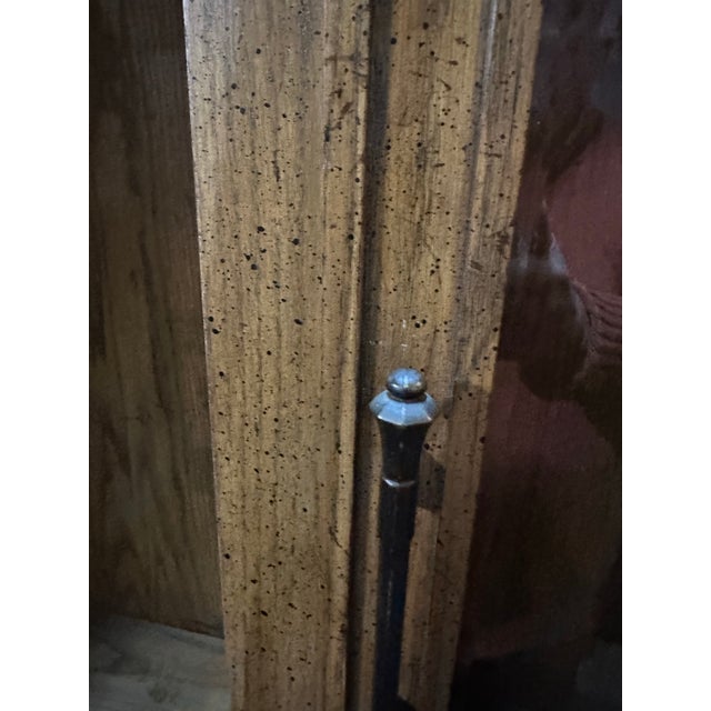 Late 20th Century Southwestern Style Oak Breakfront China Cabinet For Sale - Image 12 of 12