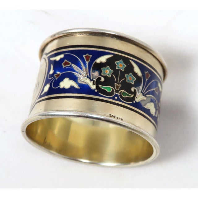 Antique Sterling Silver Enamel Napkin Ring by David Andersen of Oslo Norway For Sale In Boston - Image 6 of 13