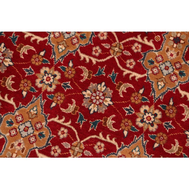 Shabby Chic 1990's Abstract Pak-Persian Red/Gold Wool Rug - 6'1'' X 9'4'' For Sale - Image 4 of 9
