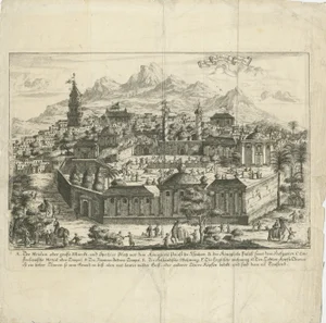 J.C. Haffner, Panoramic View of Isfahan, 1690, Paper