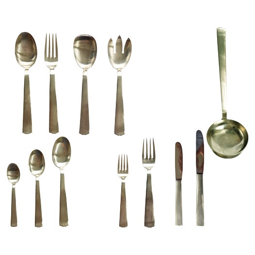 Nickel Silver Cutlery Set by Gio Ponti for Calderoni, 1960s, Set of 89 For Sale