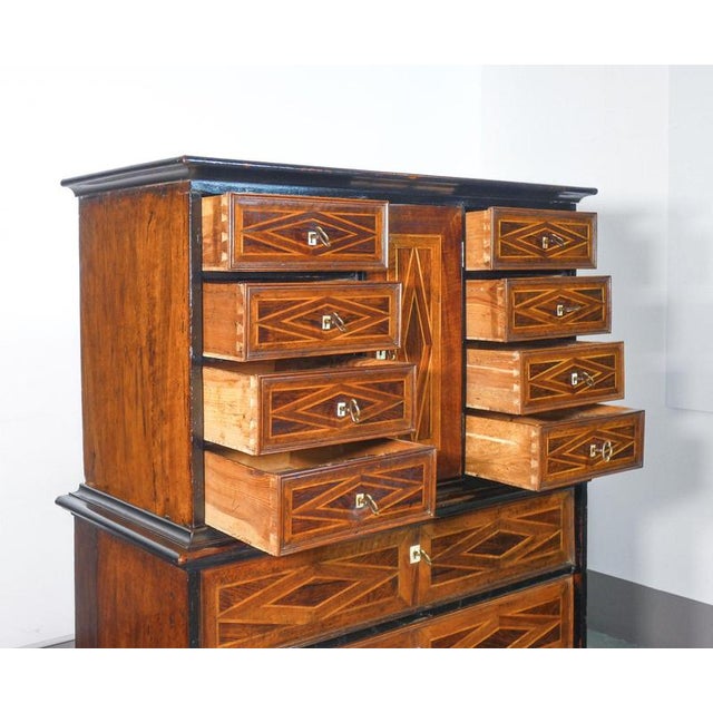 Inlaid Wooden Coin Cabinet, 1700s For Sale - Image 13 of 18