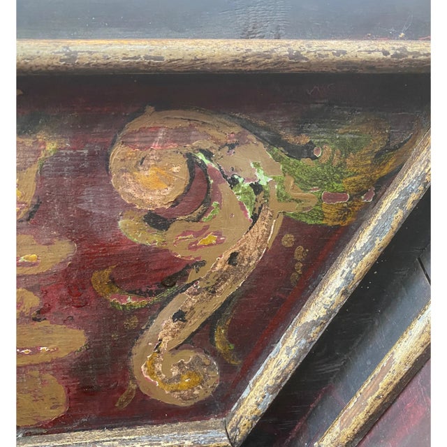 Late-18th C. Italian Polychrome Ceiling Panel With Verdigris Rosette For Sale In Austin - Image 6 of 18