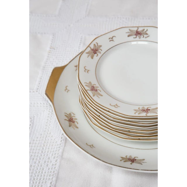 Porcelain Dessert Service from Limoges, 1930s, Set of 9 For Sale - Image 4 of 8