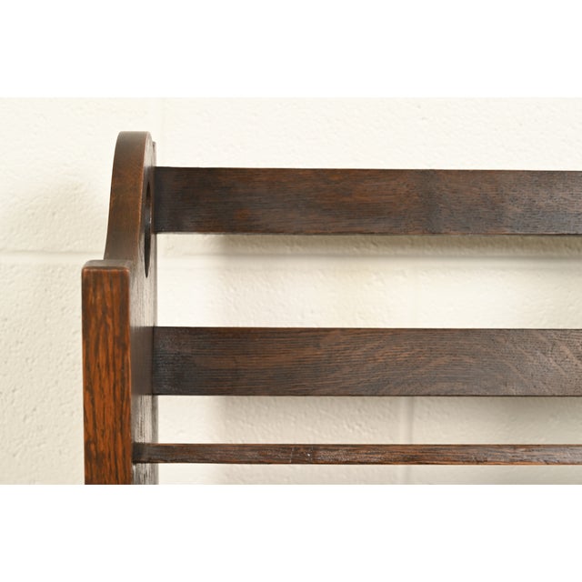 Limbert Style Antique Mission Oak Arts & Crafts Book Trough or Magazine Stand, Circa 1920 For Sale In South Bend - Image 6 of 12