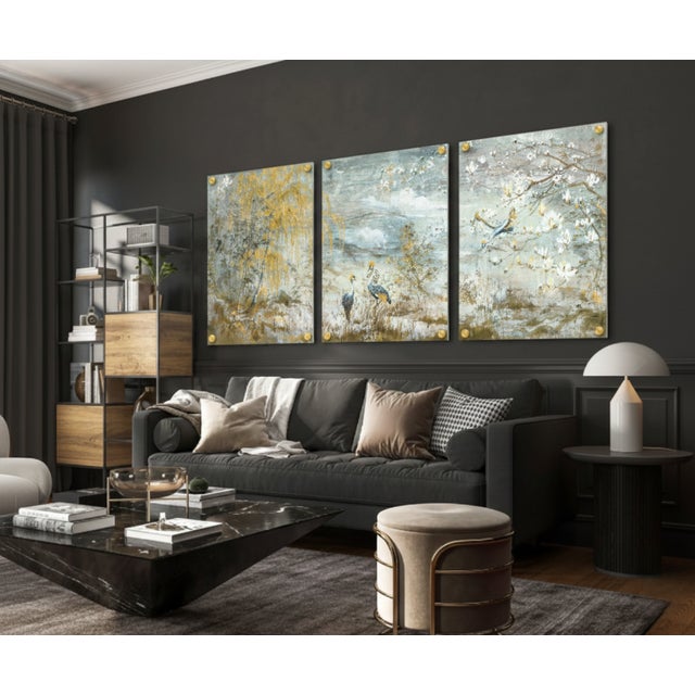 Elevate your space with the Crested Crane Acrylic Triptych—a stunning, modern 3-piece wall art set designed to make a bold...