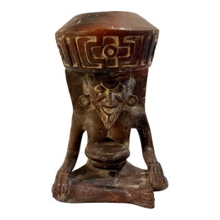 Mexican Incense Burner Styled After Aztec God For Sale