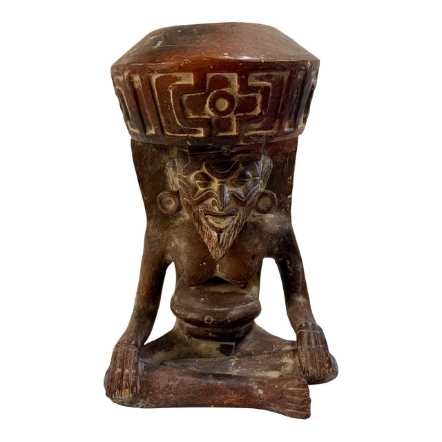 Mexican Incense Burner Styled After Aztec God For Sale