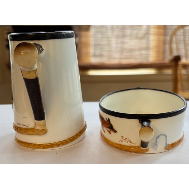 English 1920s Royal Doulton “Reynard the Fox” Creamer & Sugar Bowl, English Sporting Set For Sale - Image 3 of 8