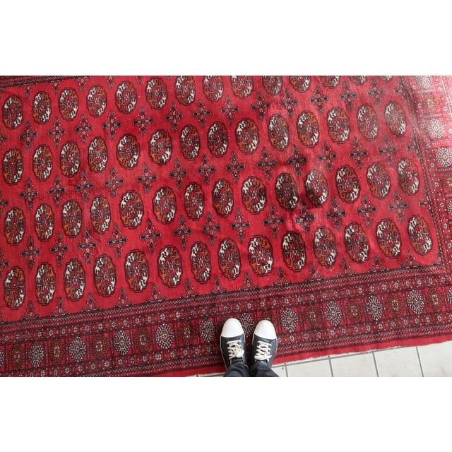1960s, Handmade Vintage Turkmen Ersari Rug 4.2' X 4.6' For Sale - Image 4 of 16