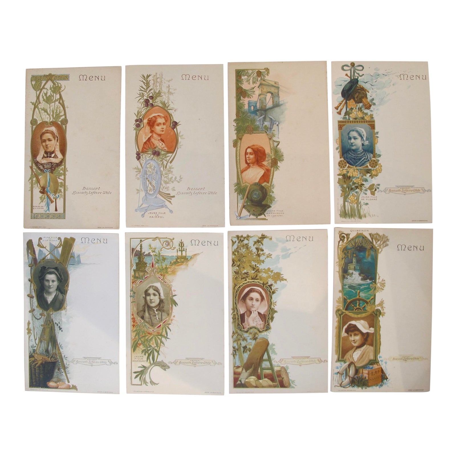 Set Of 8 Art Nouveau Belle Epoque Trade Cards French Chairish