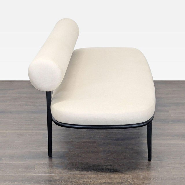 2020s Cb2 Vita Modern Cream Upholstered Sofa With Black Metal Legs For Sale - Image 5 of 9