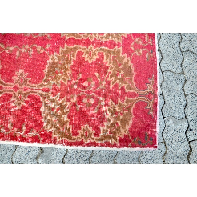 1960s Vintage Hand-Knotted Red Rug For Sale - Image 9 of 11