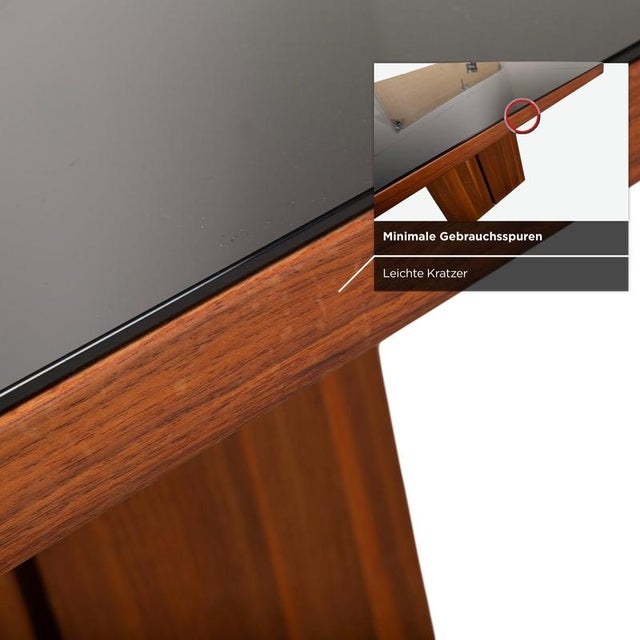 Wood Black and Brown Dining Table in Wood and Glass by Rolf Benz For Sale - Image 7 of 11
