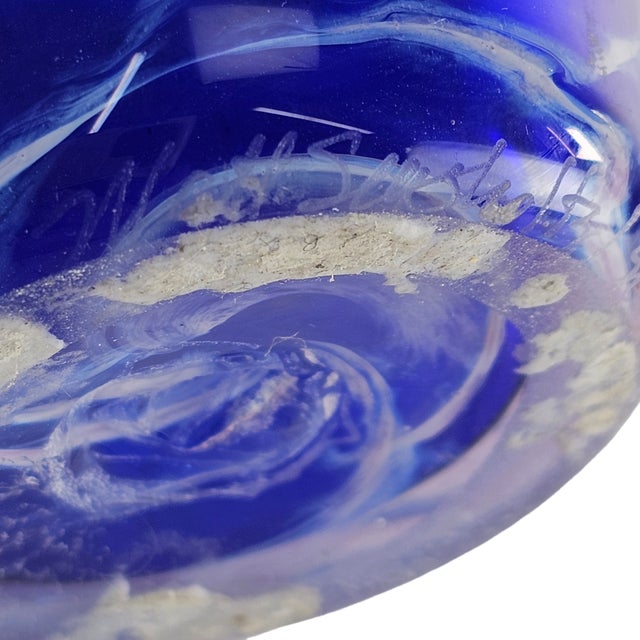 Blue Matt Seasholtz Glasslight Studio Art Glass Vase 9.5" For Sale - Image 8 of 10