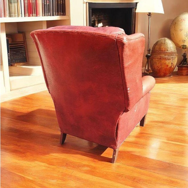 Copper Ethan Allen Cognac Color Full-Grain Leather Recliner For Sale - Image 8 of 11