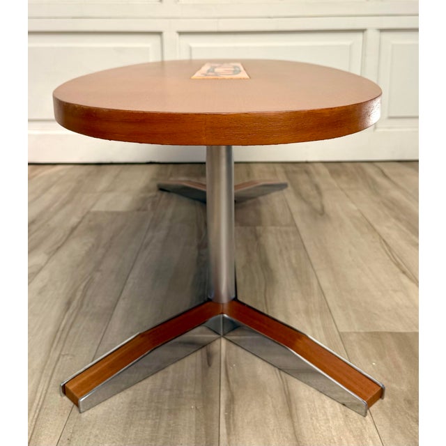 1960s Mid-Century Modern Oval Wood & Ceramic Tile Coffee Table For Sale - Image 15 of 16