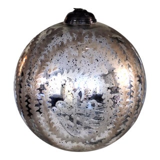 Vintage Pottery Barn Monumental Kugel Style Mercury Glass Ornament For Sale