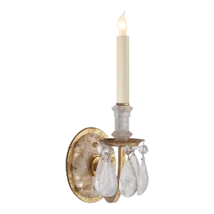 Thomas O'Brien for Visual Comfort Signature Elizabeth Single Sconce in Gilded Iron with Quartz
