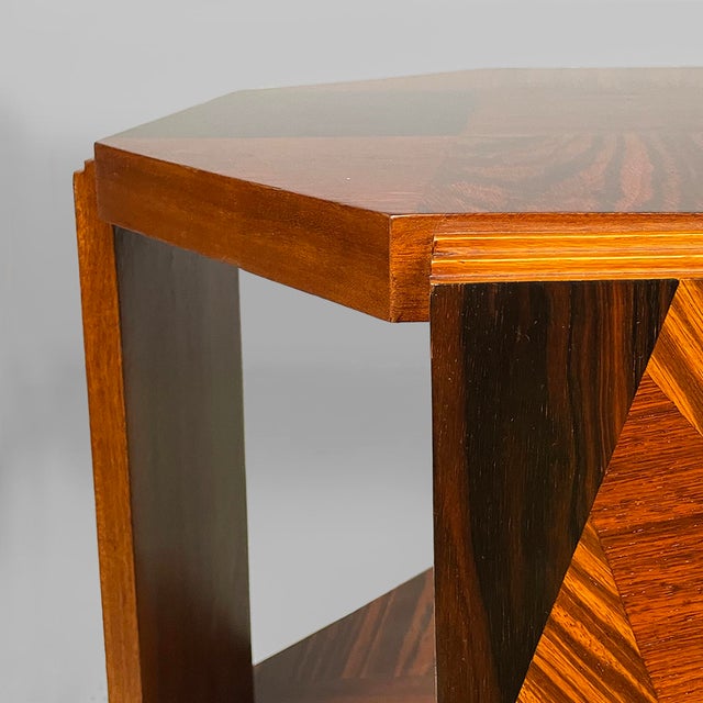 Italian Art Deco Double Hexagonal Top Coffee Table in Wood, 1930s For Sale - Image 12 of 18