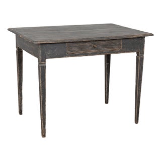 19th Century Swedish Black Side Table With Single Drawer For Sale