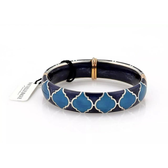 Nouvelle Bague Diamond Blue Enamel 18k & Sterling Bracelet For Sale - Image 4 of 7