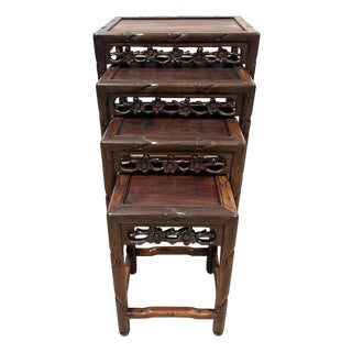 Early 20th Century Antique Chinese Nest of Four Nesting Tables, Hand-Crafted For Sale