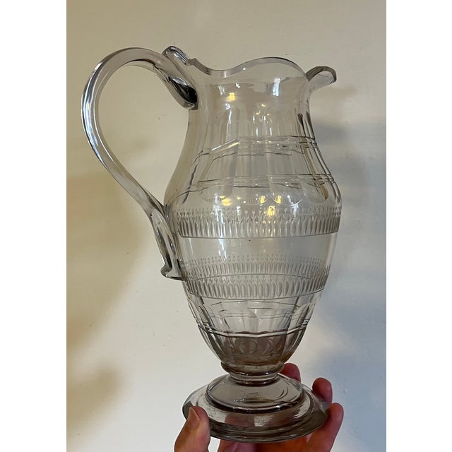 Large Antique Early 19th Century George III Anglo Irish Cut Crystal Glass Wine Ewer or Water Pitcher For Sale - Image 4 of 18