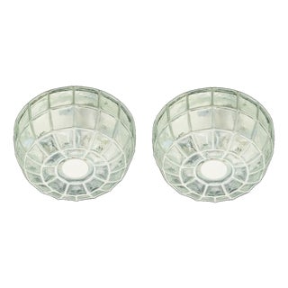 Mid-Century Modern White Iron and Glass Flush Mounts from Limburg, Germany, 1960s, Set of 2 For Sale