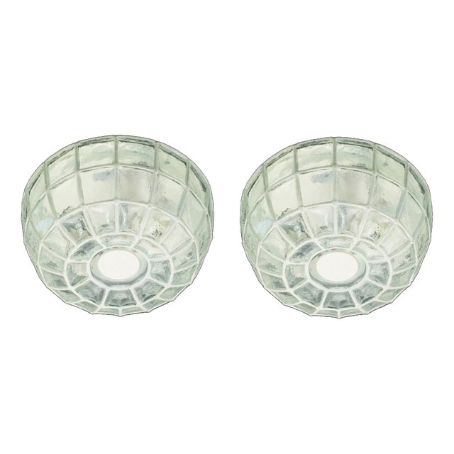 Mid-Century Modern White Iron and Glass Flush Mounts from Limburg, Germany, 1960s, Set of 2 For Sale
