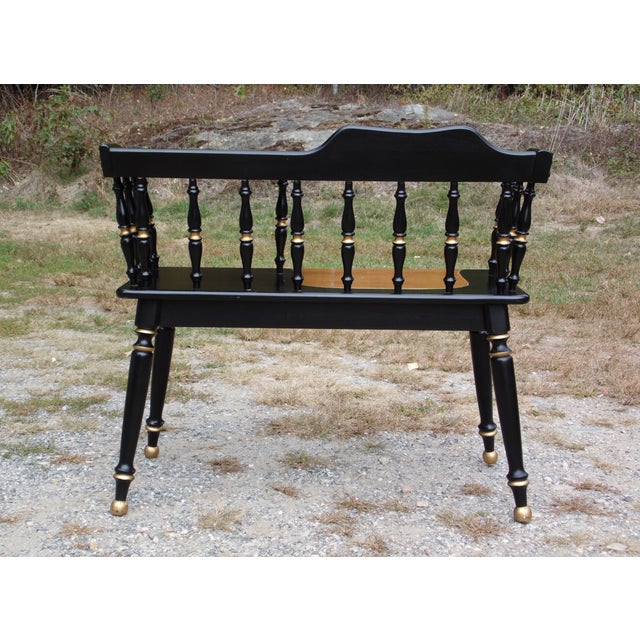 Vintage Ethan Allen Gossip Bench Hitchcock Style Telephone Table Entry